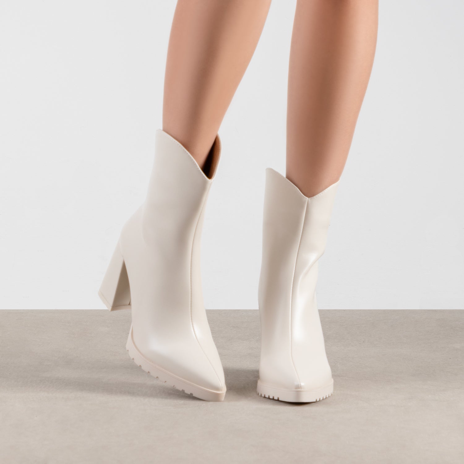 RAID Alizaa Block Heeled Ankle Boots in Off White