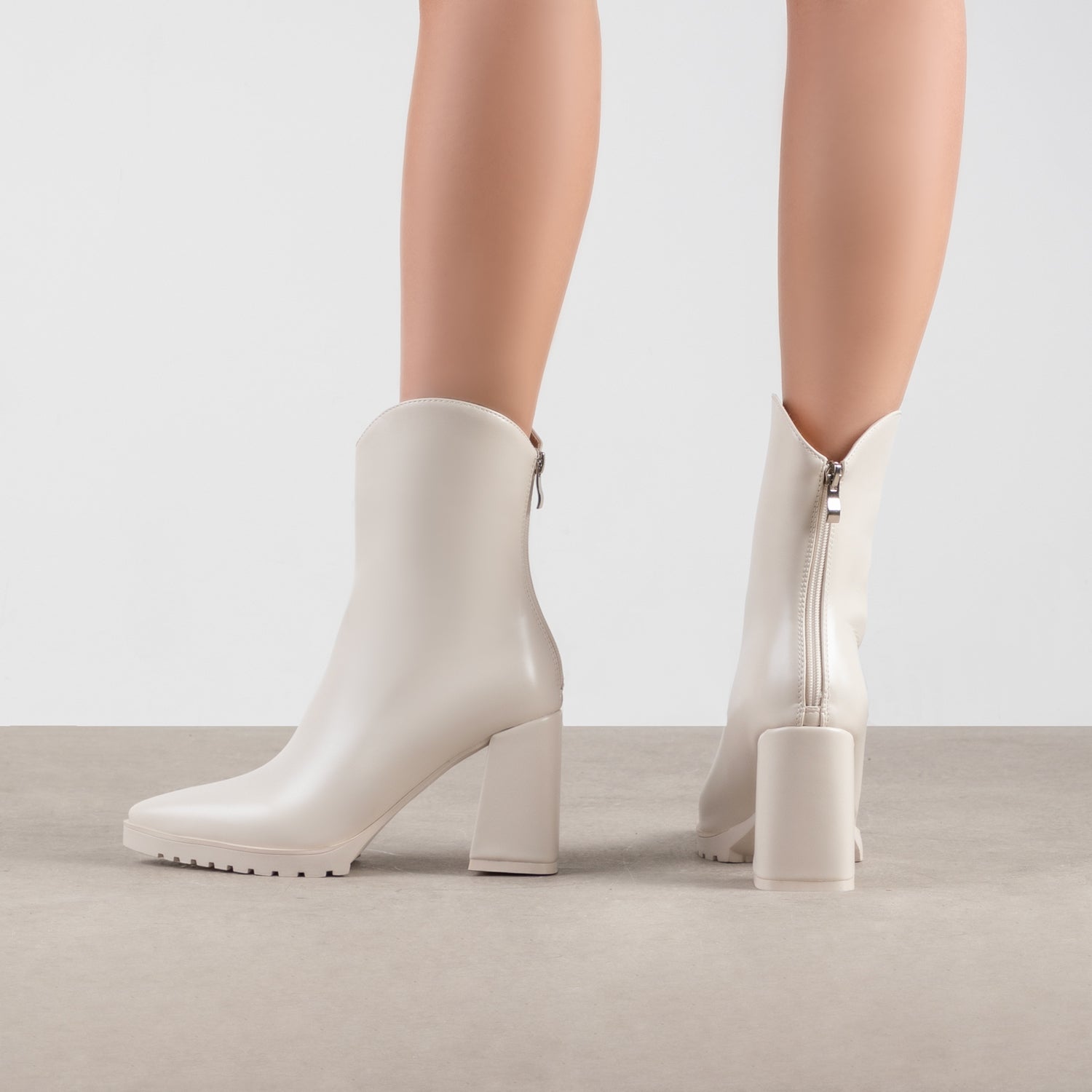 RAID Alizaa Block Heeled Ankle Boots in Off White