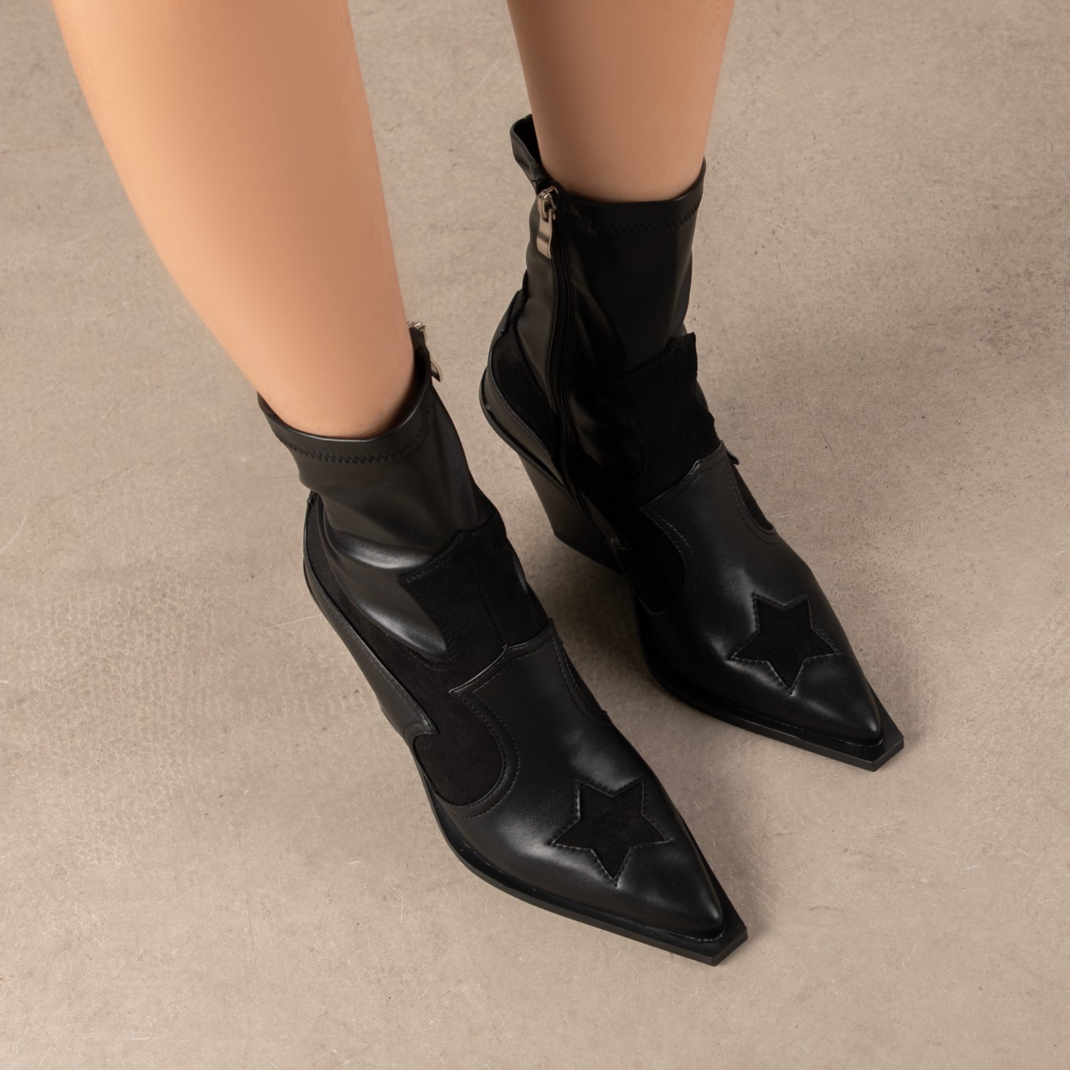 RAID Elaina Block Heeled Ankle Boots in Black