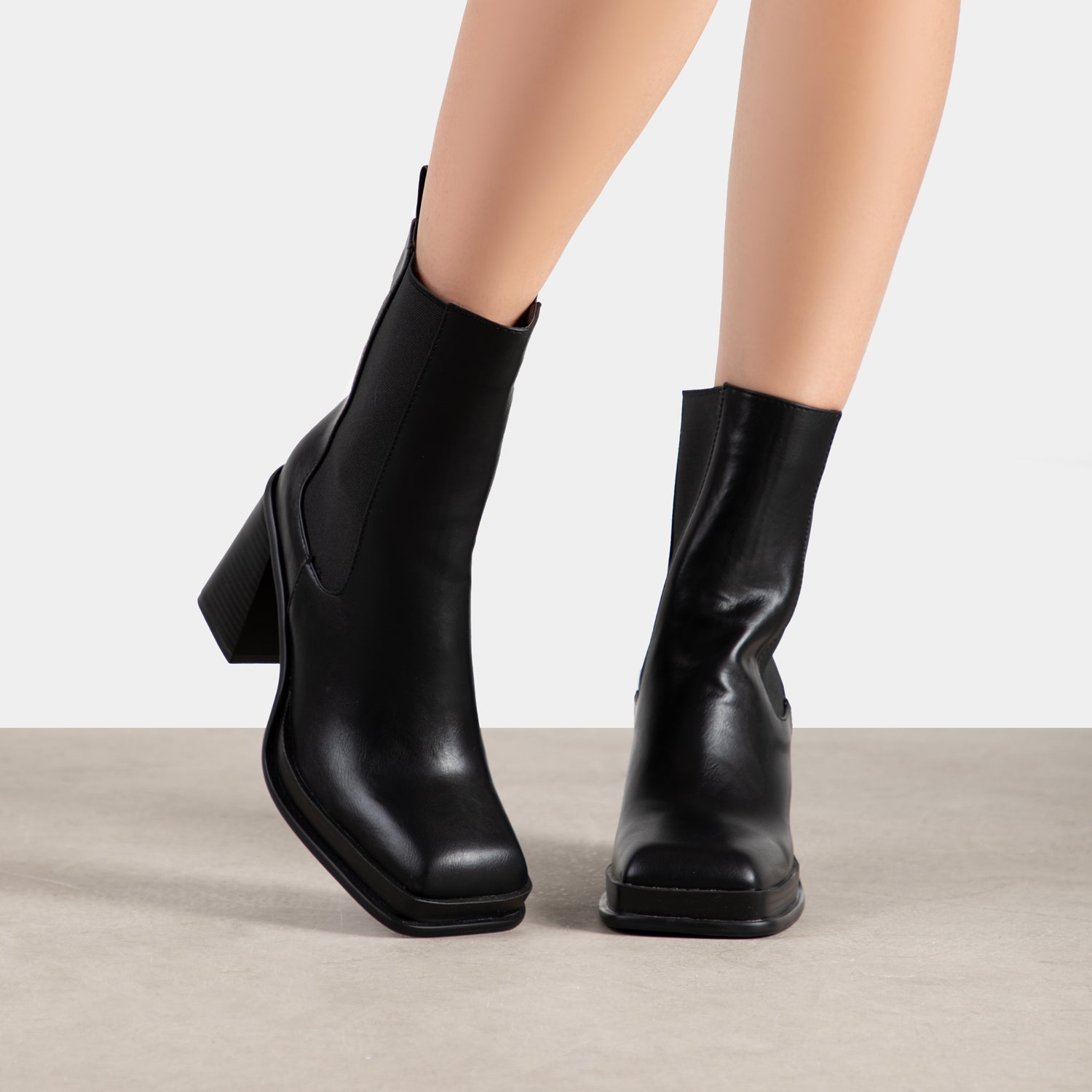 RAID Iona Block Heeled Ankle Boots in Black