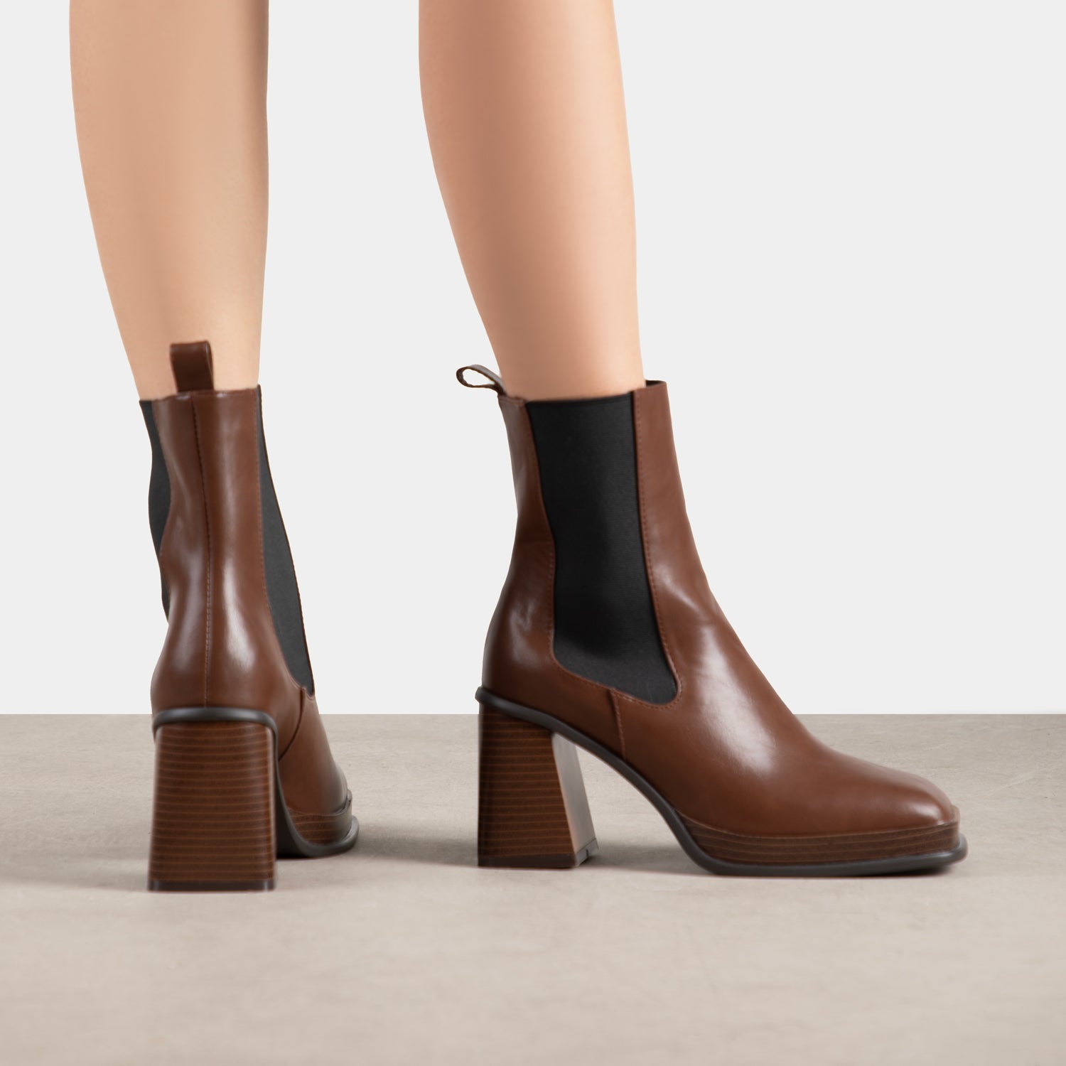 RAID Iona Block Heeled Ankle Boots in Brown