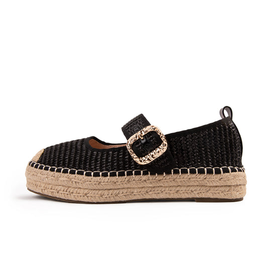 RAID Tisca Flatform Sandals in Black Raffia