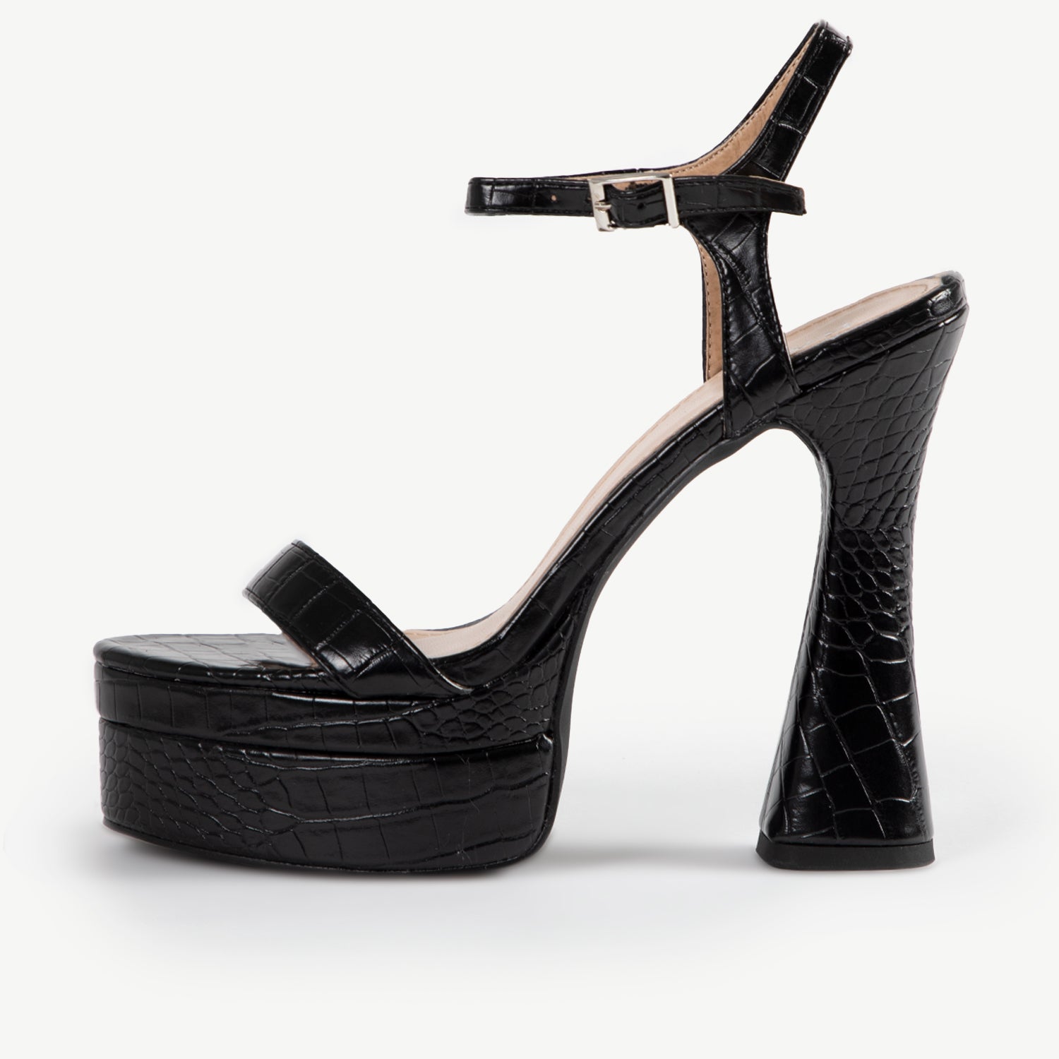 RAID Gracelyn Platform Heel in Black Croc