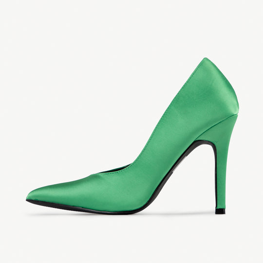RAID Maliny Court Heel in Green Satin