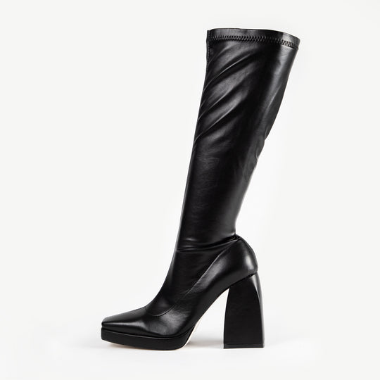 RAID Rainbow Block Heeled Long Boot in Black