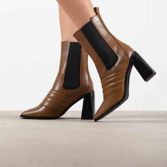 RAID Tabbie Block Heeled Boot in Taupe