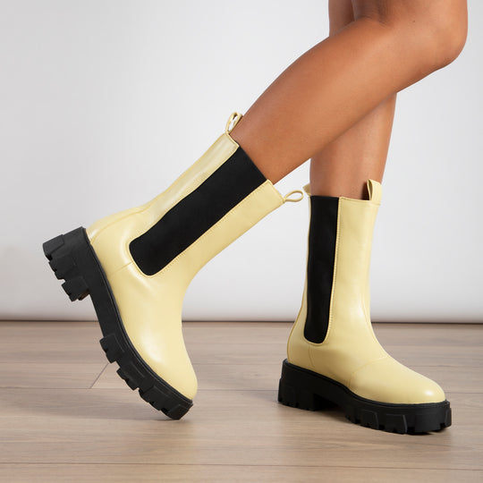 RAID Ellery Wide Fit Chunky Boot in Butter Yellow