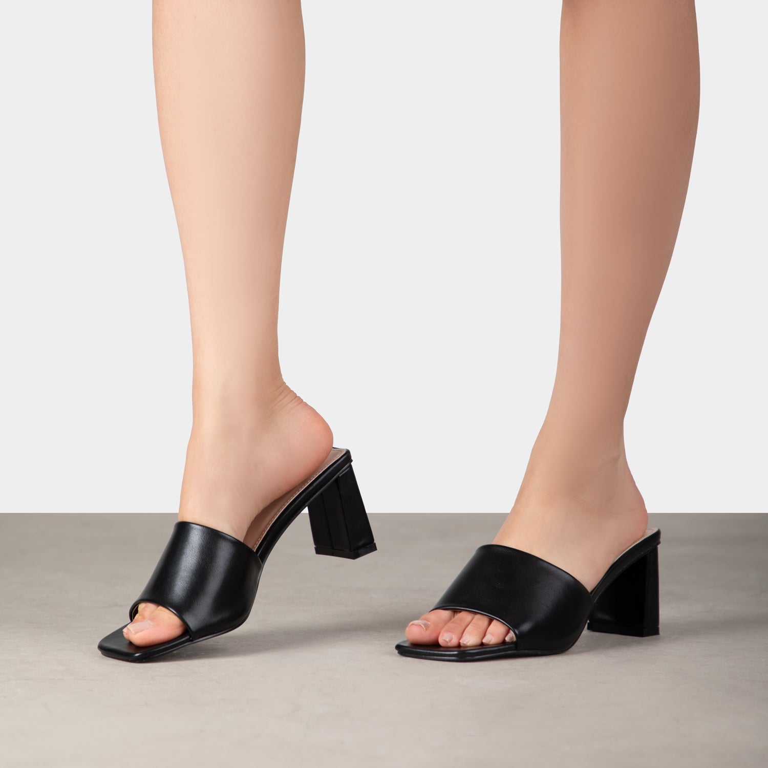 RAID Ilaria Block Heeled Mules in Black