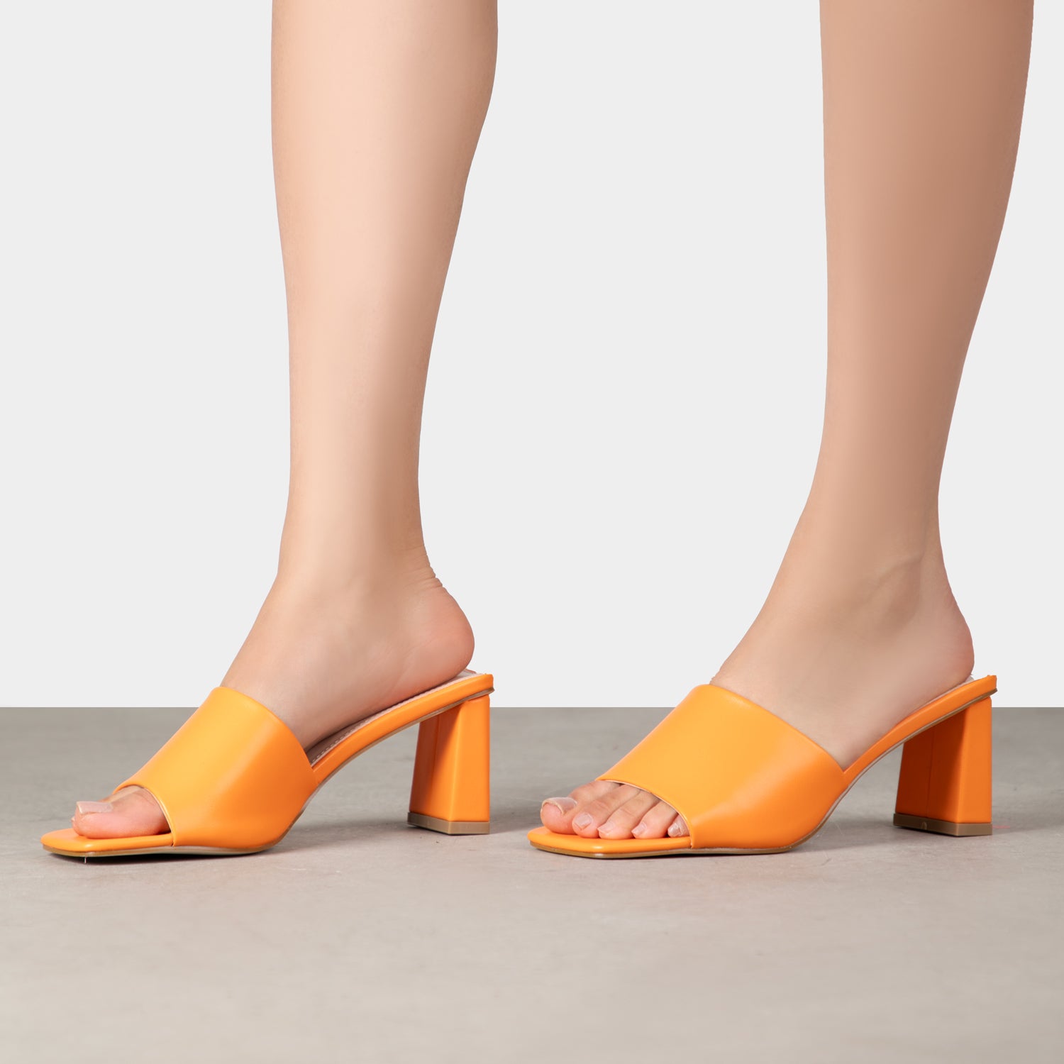 RAID Ilaria Block Heeled Mules in Orange