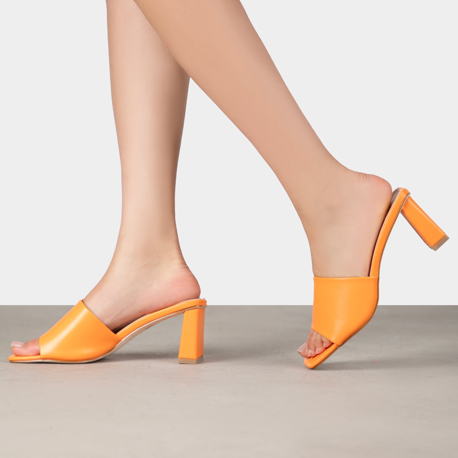 RAID Ilaria Block Heeled Mules in Orange