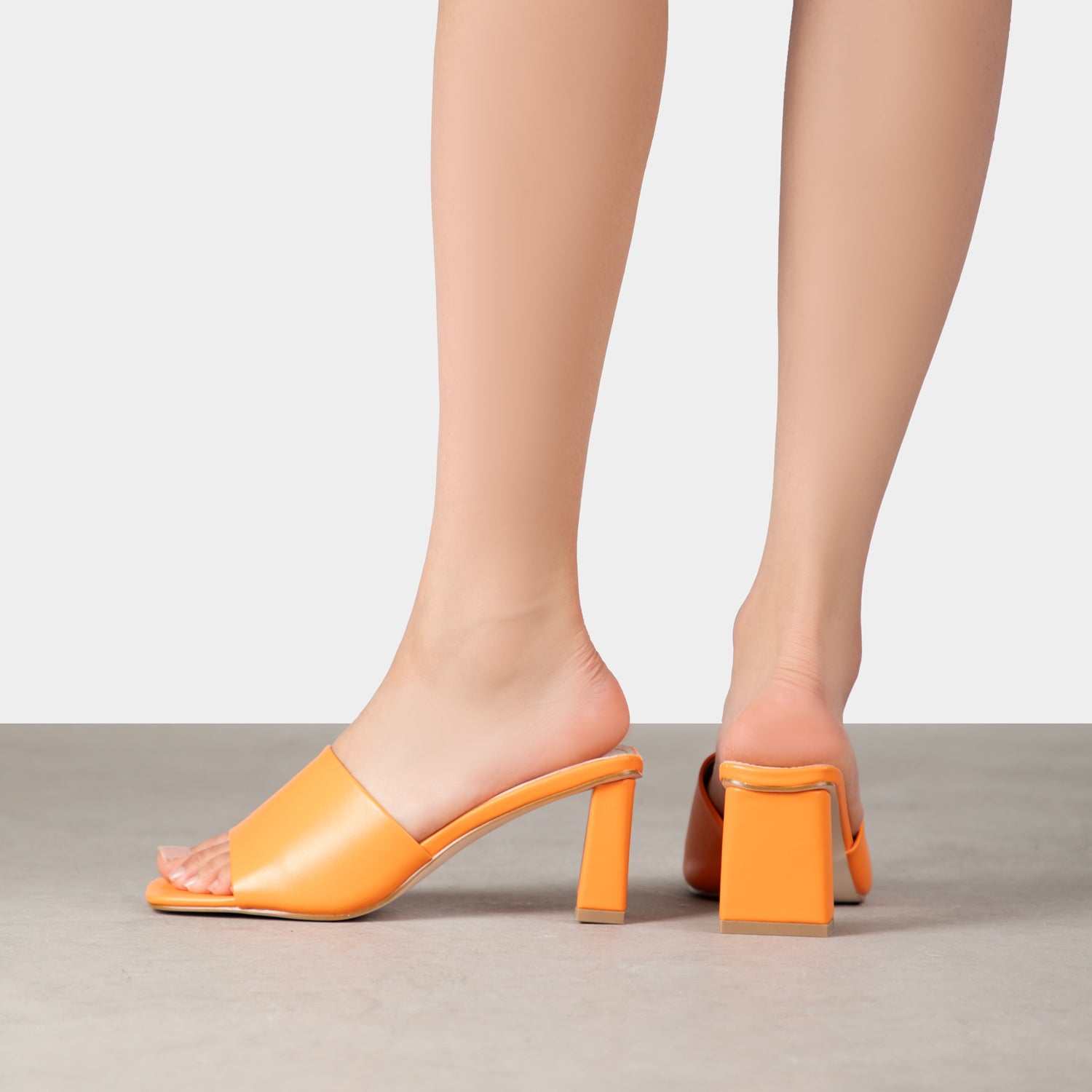 RAID Ilaria Block Heeled Mules in Orange