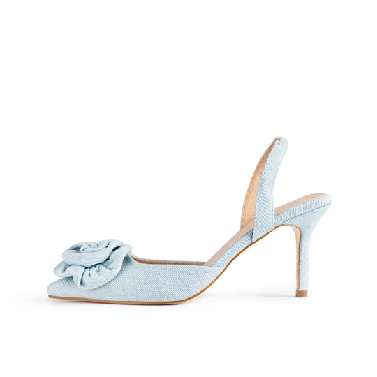 RAID Aamna Heeled Sandals in Blue Denim