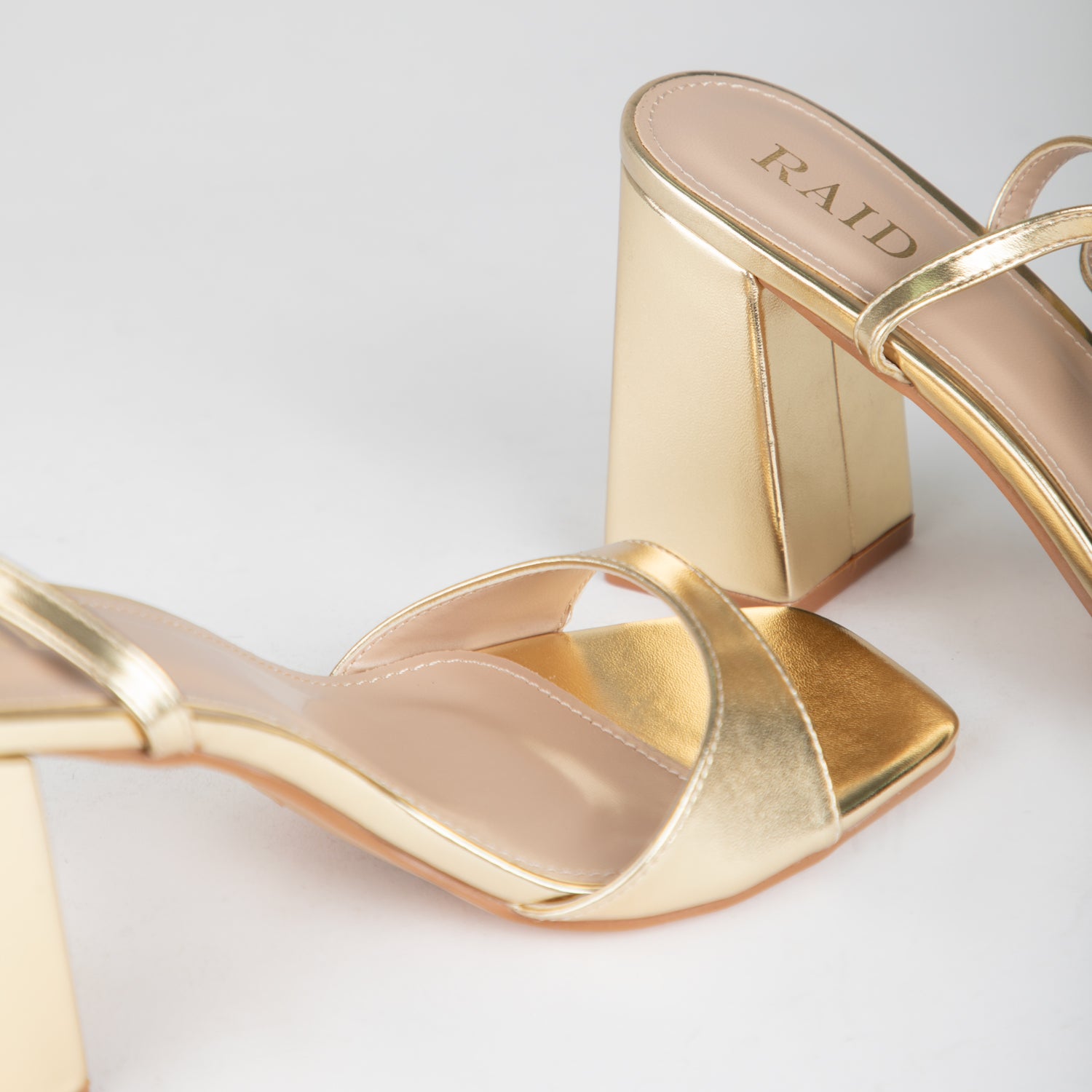 RAID Wink Block Heeled Sandals in Gold