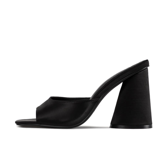 RAID Alba Heeled Mule in Black Satin