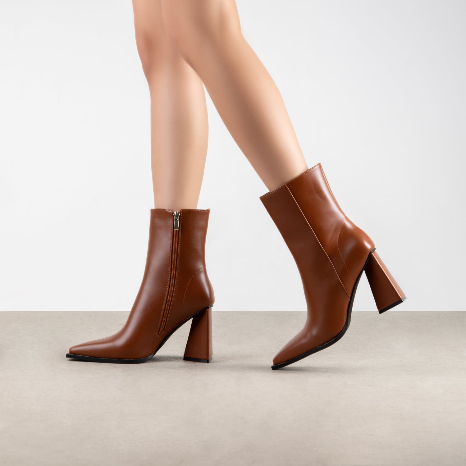 RAID Alessa Block Heeled Ankle Boots in Brown