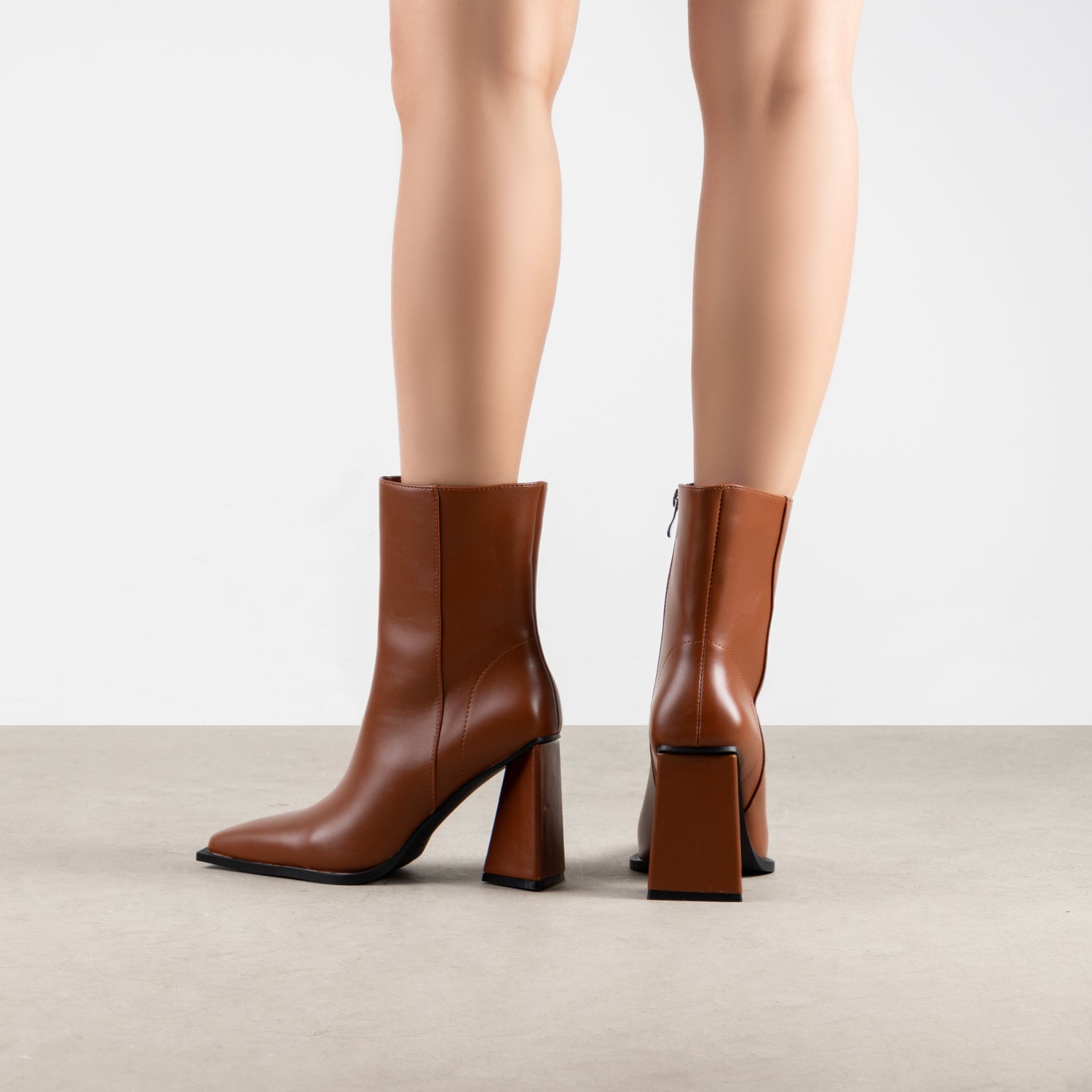 RAID Alessa Block Heeled Ankle Boots in Brown