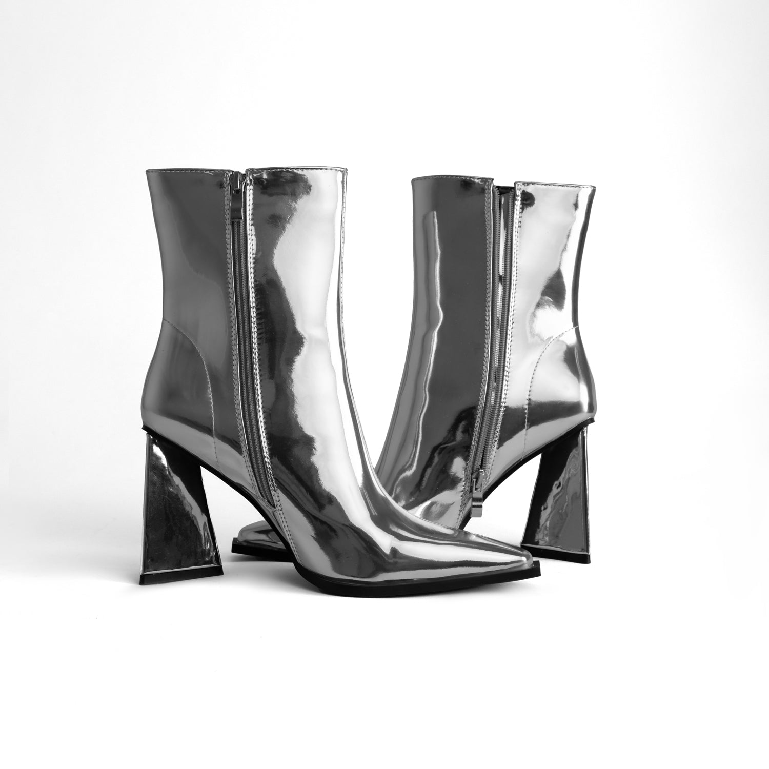 RAID Alessa Block Heeled Ankle Boots in Silver