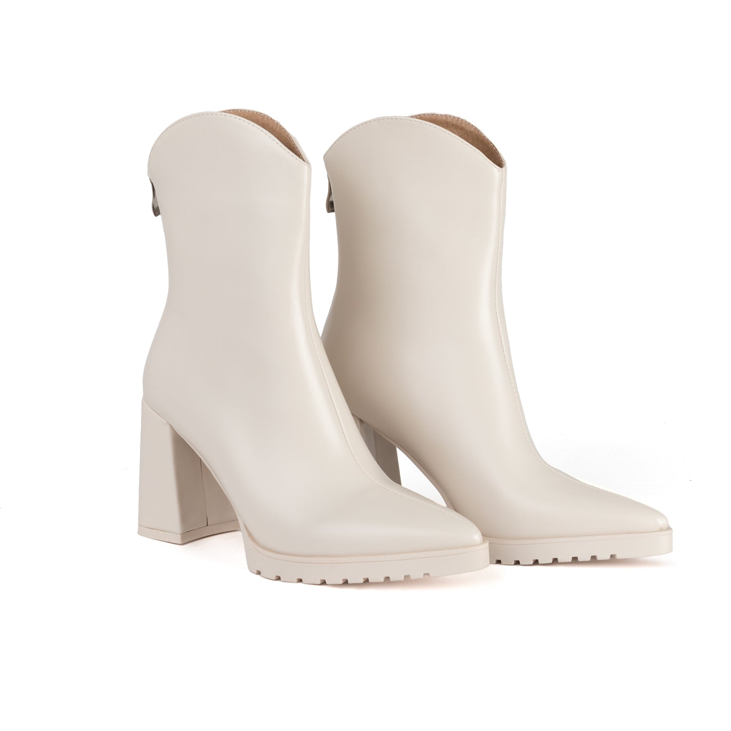 RAID Alizaa Block Heeled Ankle Boots in Off White