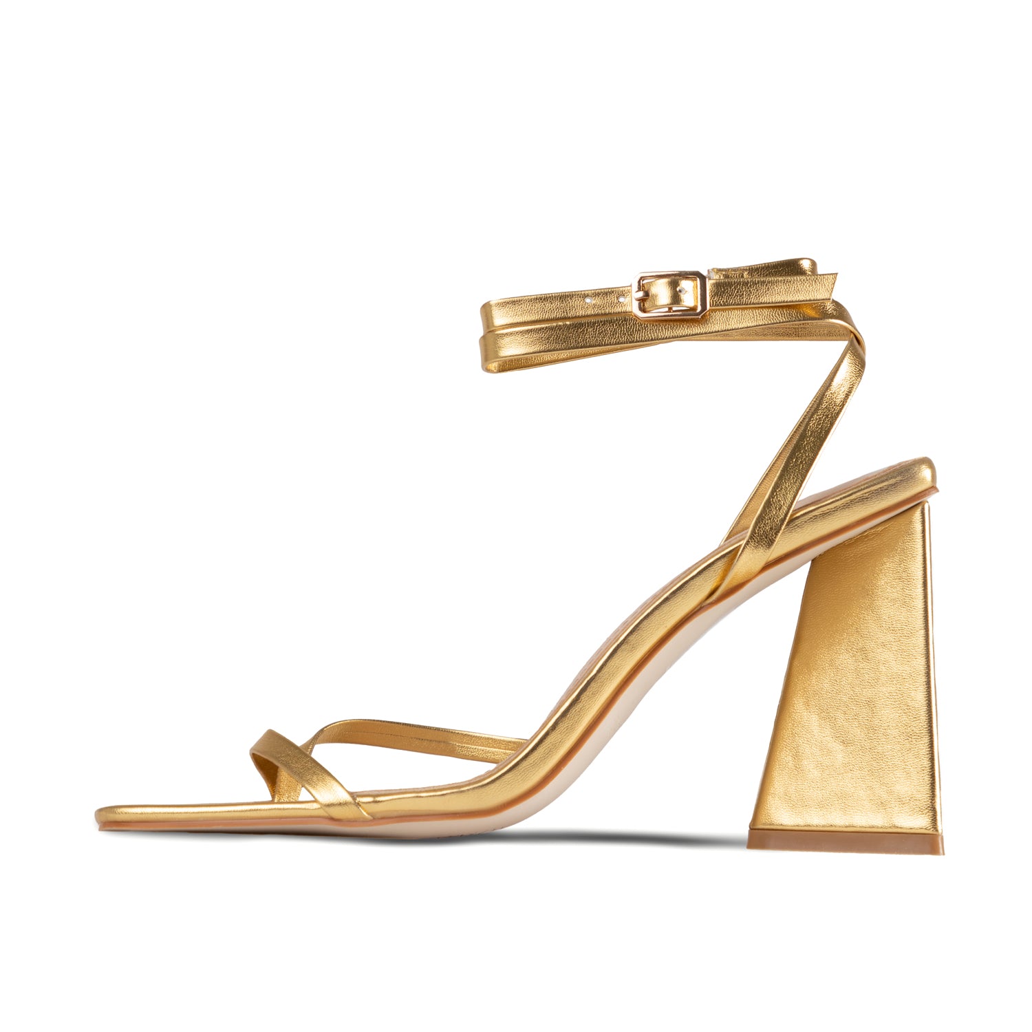 RAID Amora Lace Up Block Heel in Gold