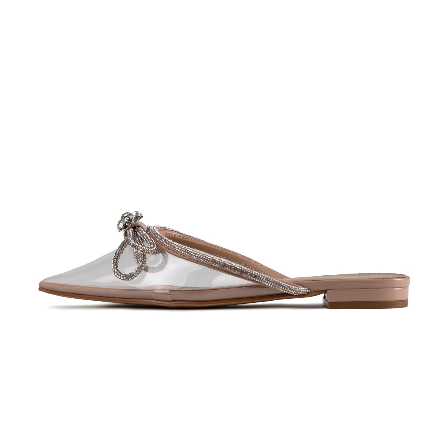 RAID Ariette Embellished Flat Mule In Clear/Nude