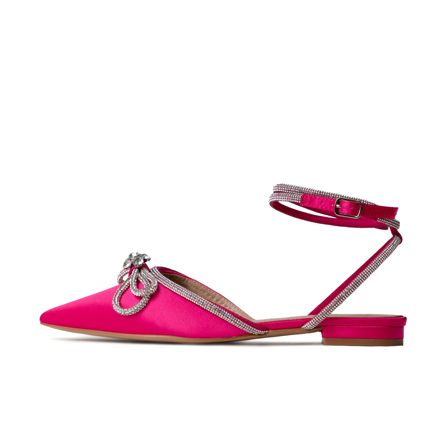 RAID Armell Flat Lace up Pump in Hot Pink Satin