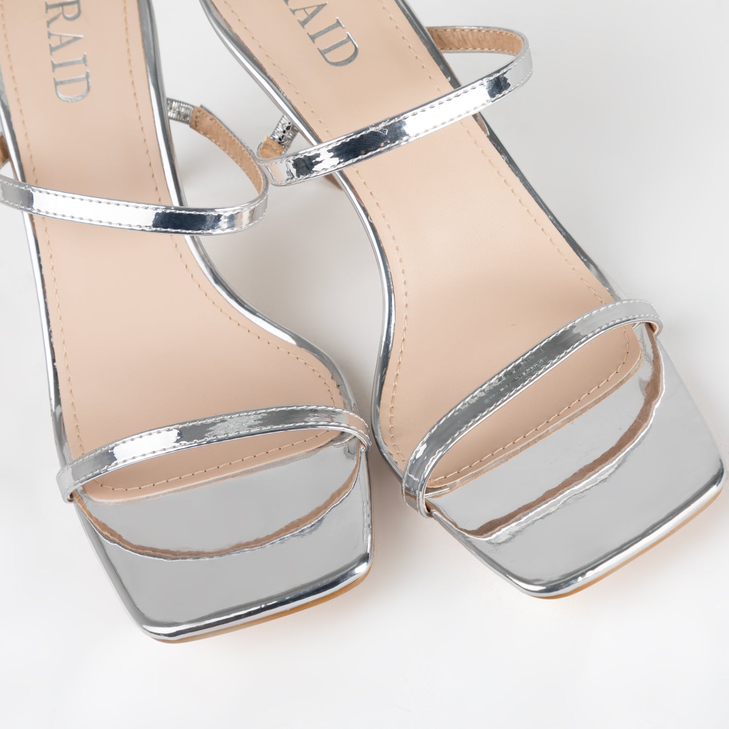RAID Audley Heeled Mules in Silver Metallic