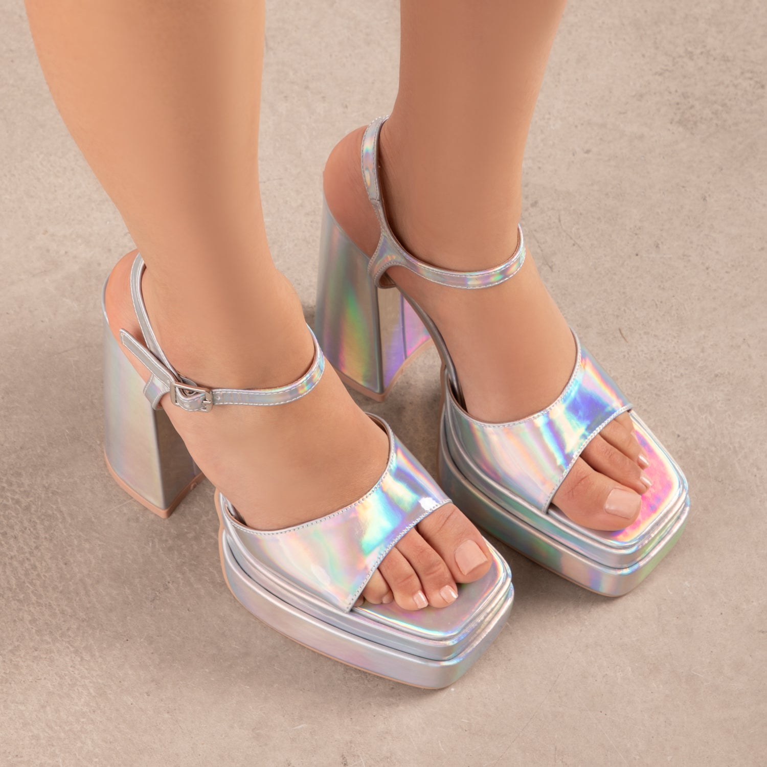 RAID Cassilia Block Heeled Sandals in Silver