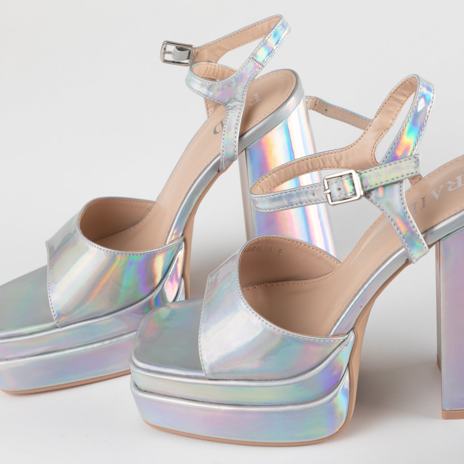 RAID Cassilia Block Heeled Sandals in Silver