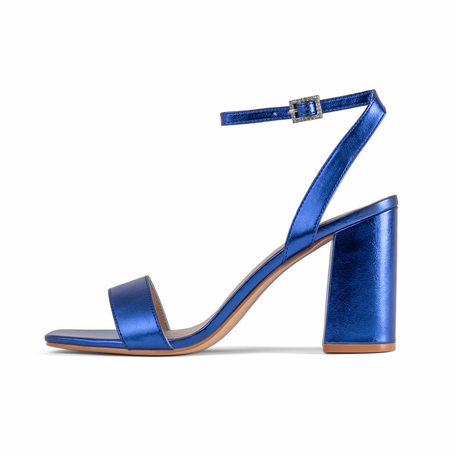 RAID Chantal Block Heels in Blue Metallic