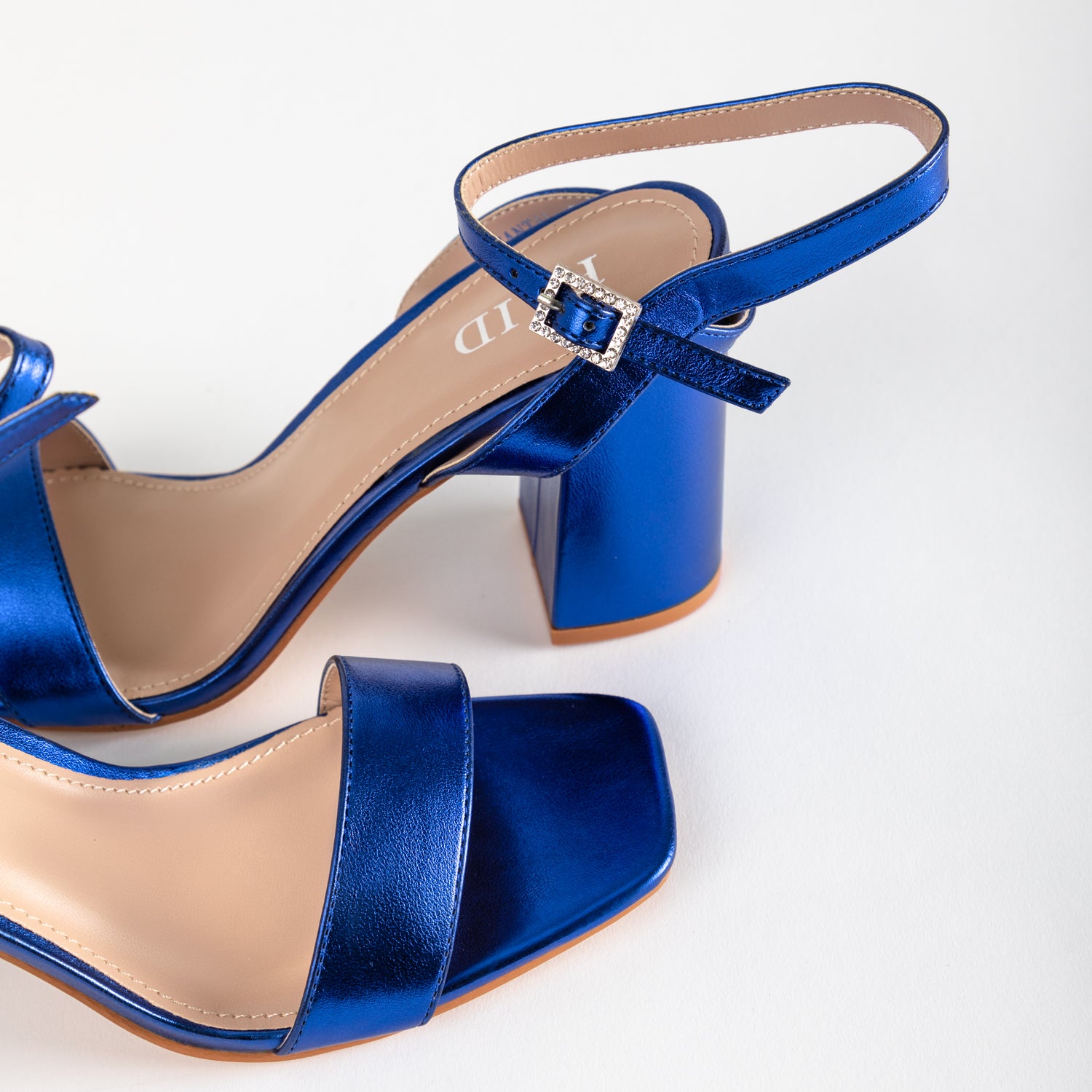 RAID Chantal Block Heels in Blue Metallic