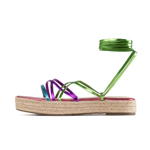 RAID Claudine Lace Up Espadrille in Pink