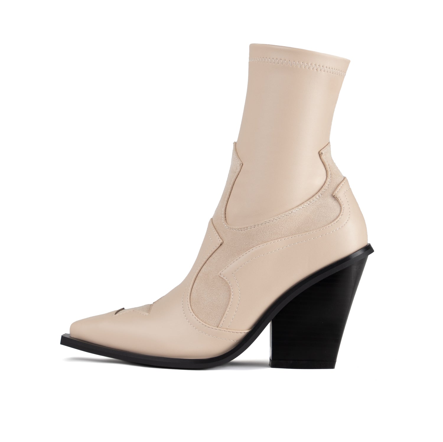 RAID Elaina Block Heeled Ankle Boots in Cream