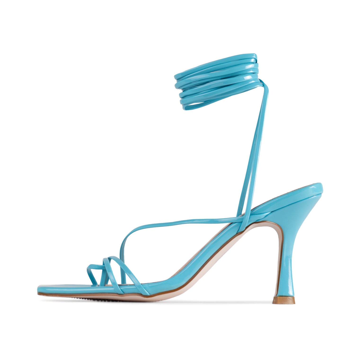 RAID Fane Lace-up Heeled Sandal in Blue Patent