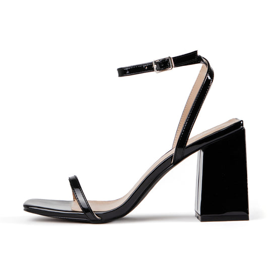 RAID Garry Block Heel Sandal in Black Patent