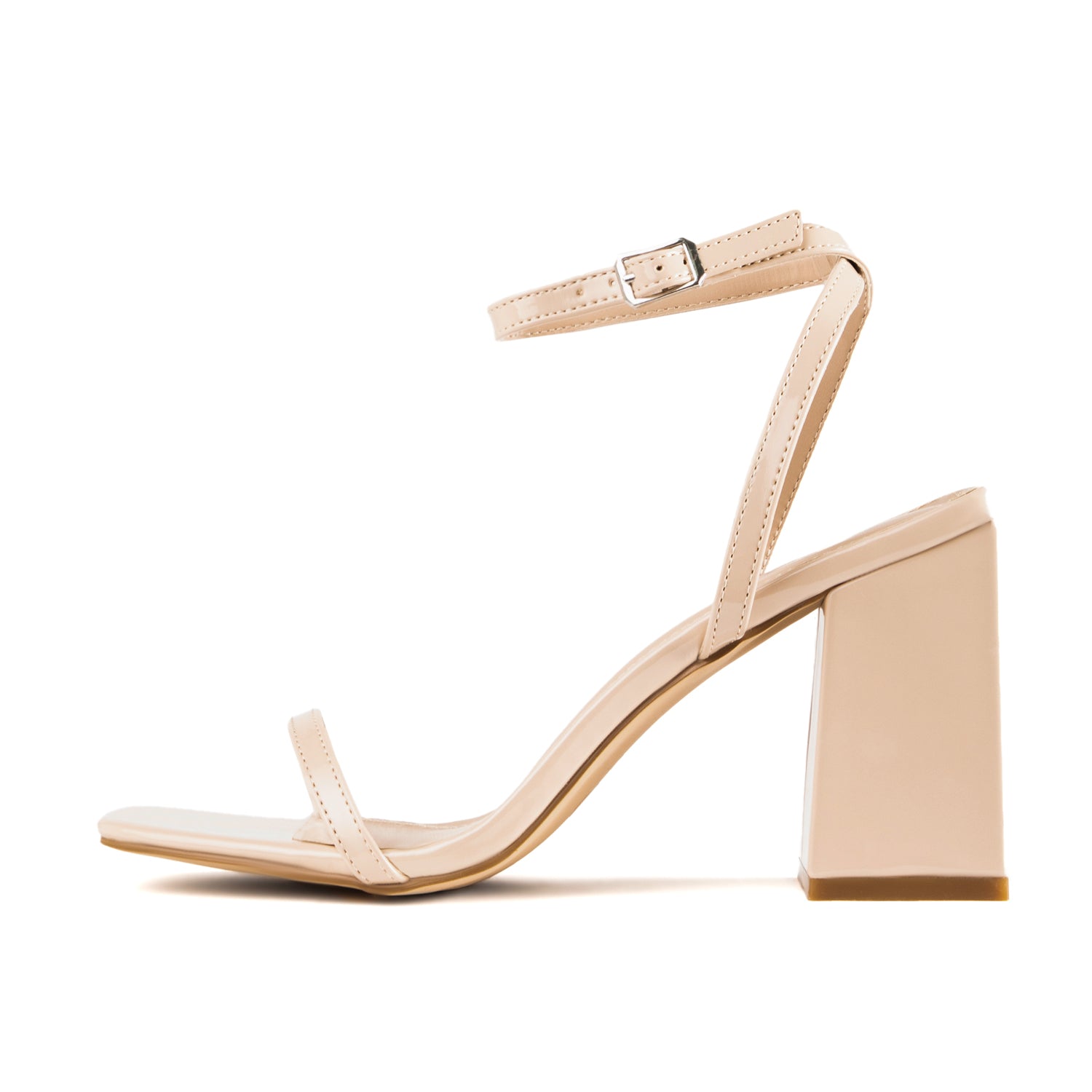 RAID Garry Block Heel Sandal in Nude Patent