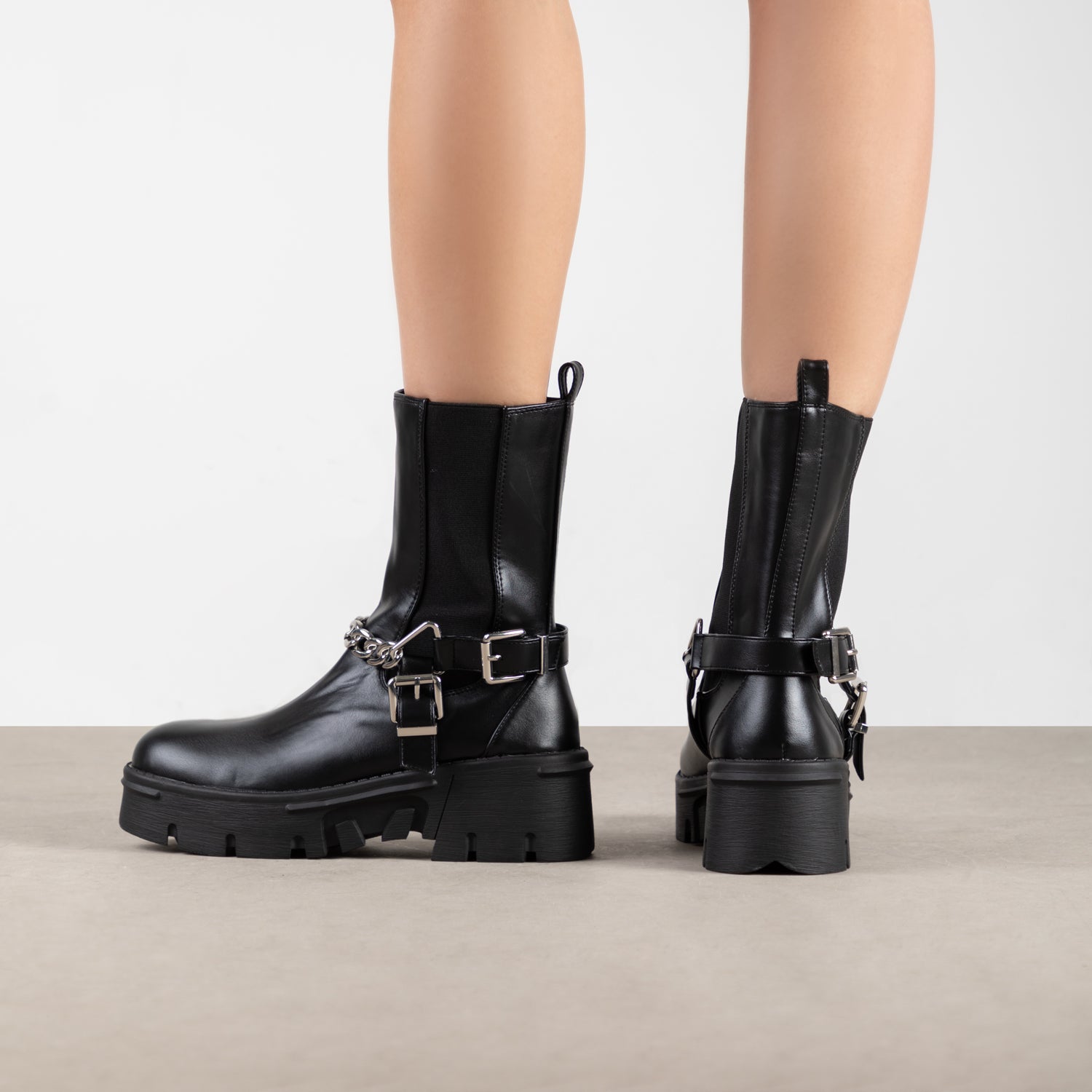 RAID Greta Chunky Ankle Boots in Black