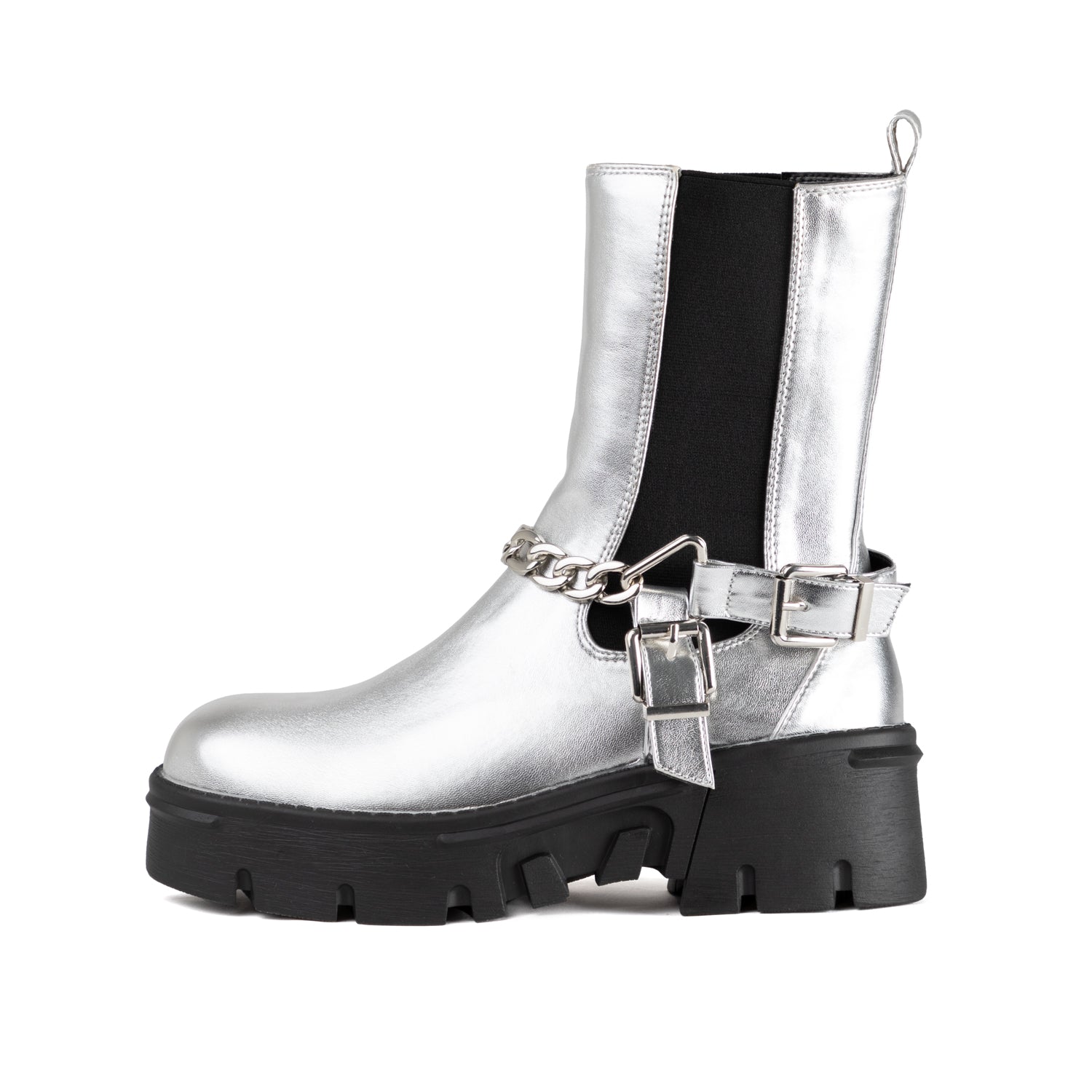 RAID Greta Chunky Ankle Boots in Silver