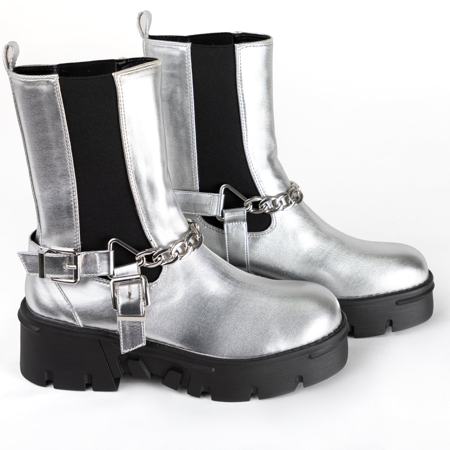 RAID Greta Chunky Ankle Boots in Silver