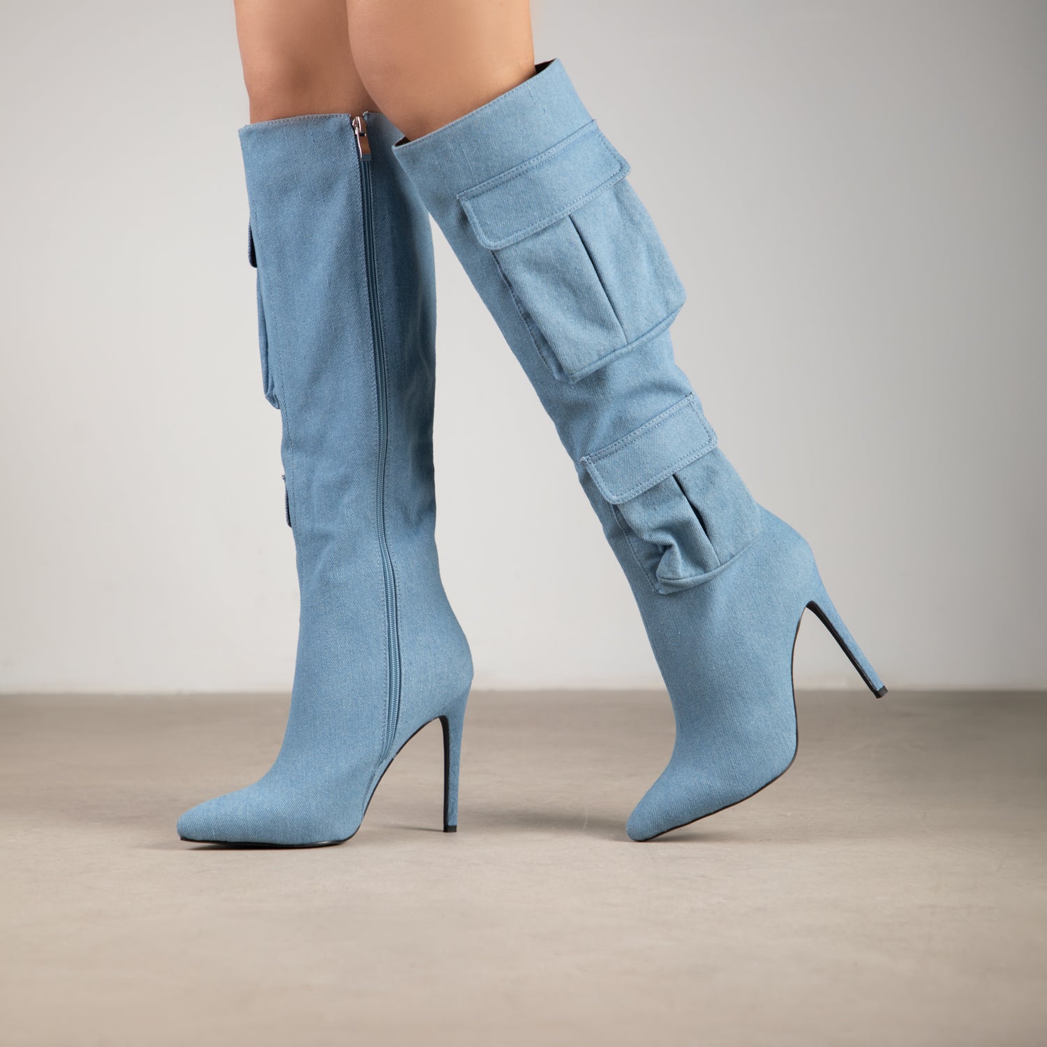 RAID Hazelle Knee High Boot in Denim