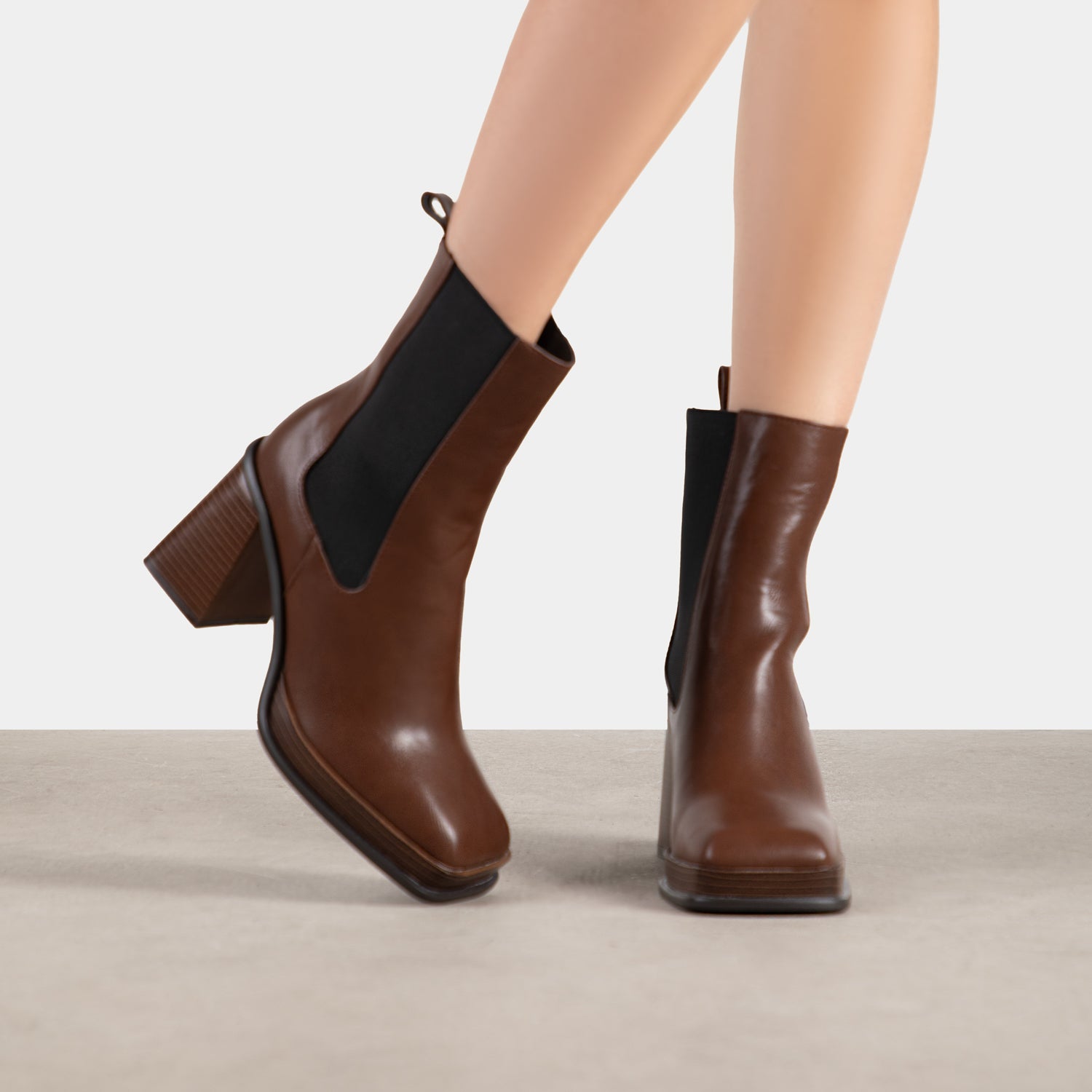 RAID Iona Block Heeled Ankle Boots in Brown