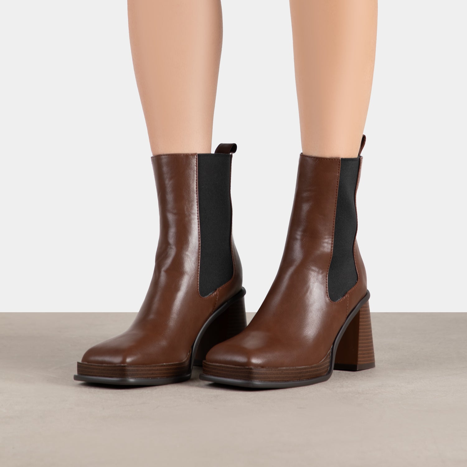 RAID Iona Block Heeled Ankle Boots in Brown