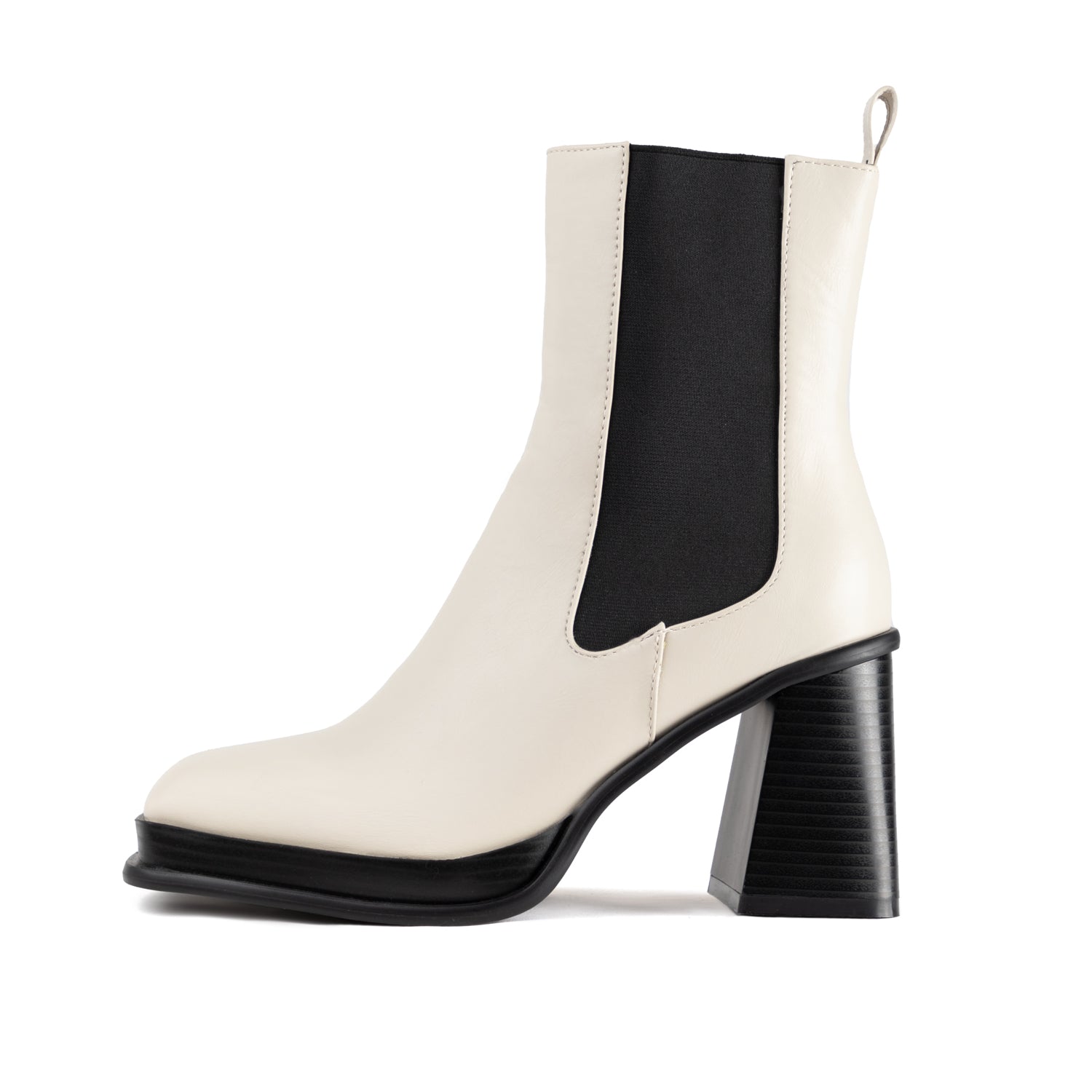 RAID Iona Block Heeled Ankle Boots in Cream