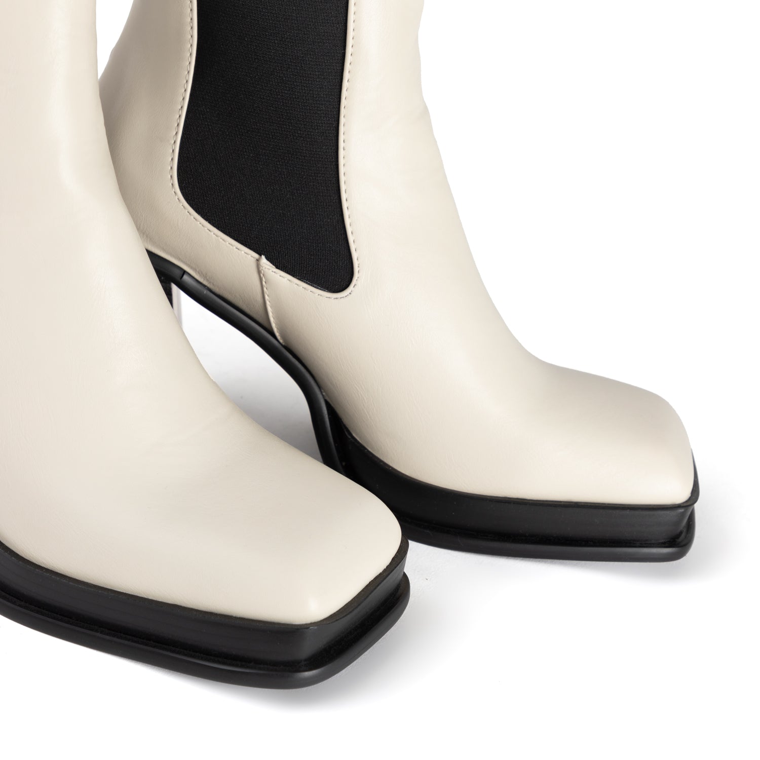 RAID Iona Block Heeled Ankle Boots in Cream