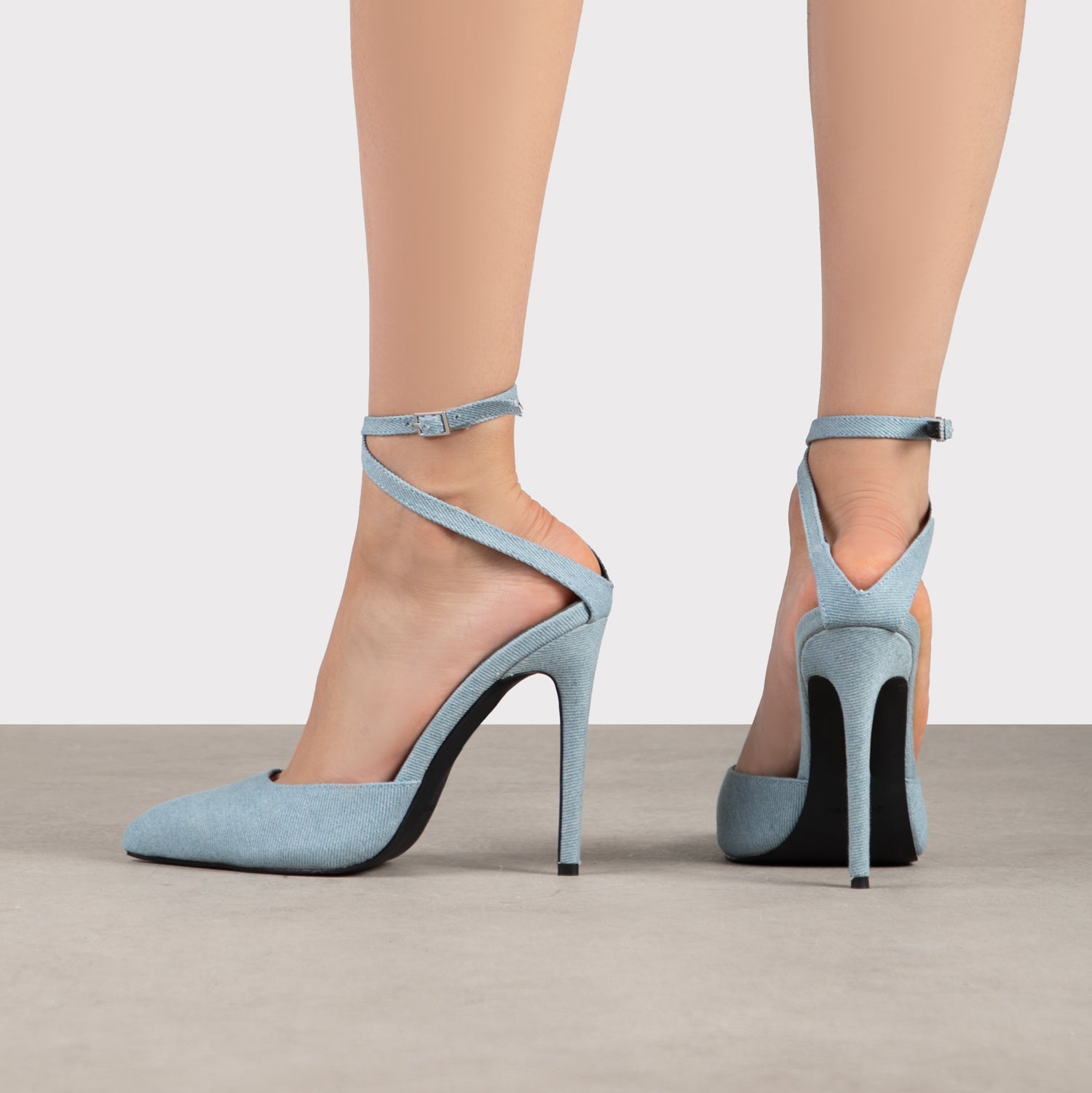 RAID Janiette Heeled Sandals in Blue Denim