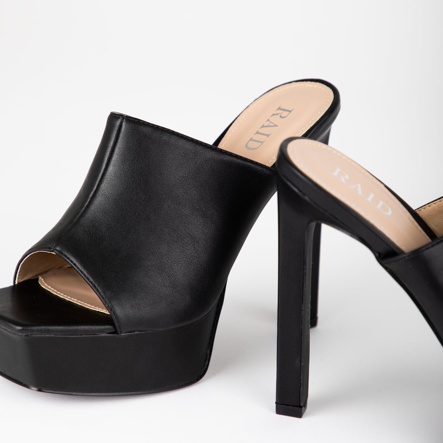 RAID Jovelyn Platform Heeled Mules in Black