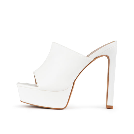 RAID Jovelyn Platform Heeled Mules in White