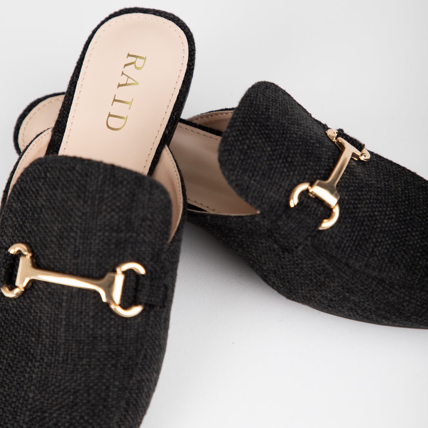 RAID Nancy Flat Mules in Black Jute