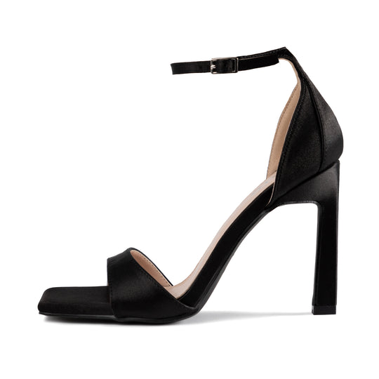 RAID Nethra Heeled Sandal in Black Satin