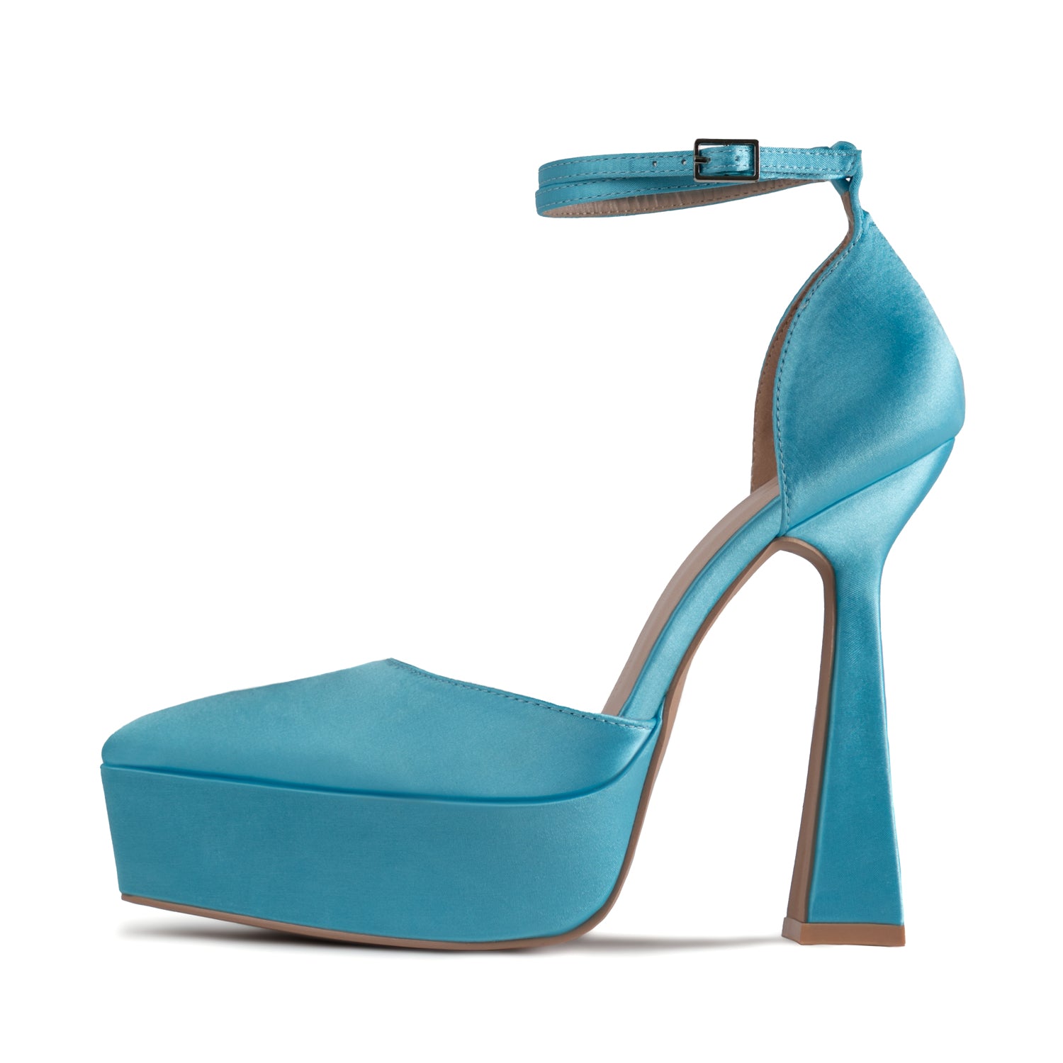 RAID Pearly Platform Heel Pump in Blue Satin