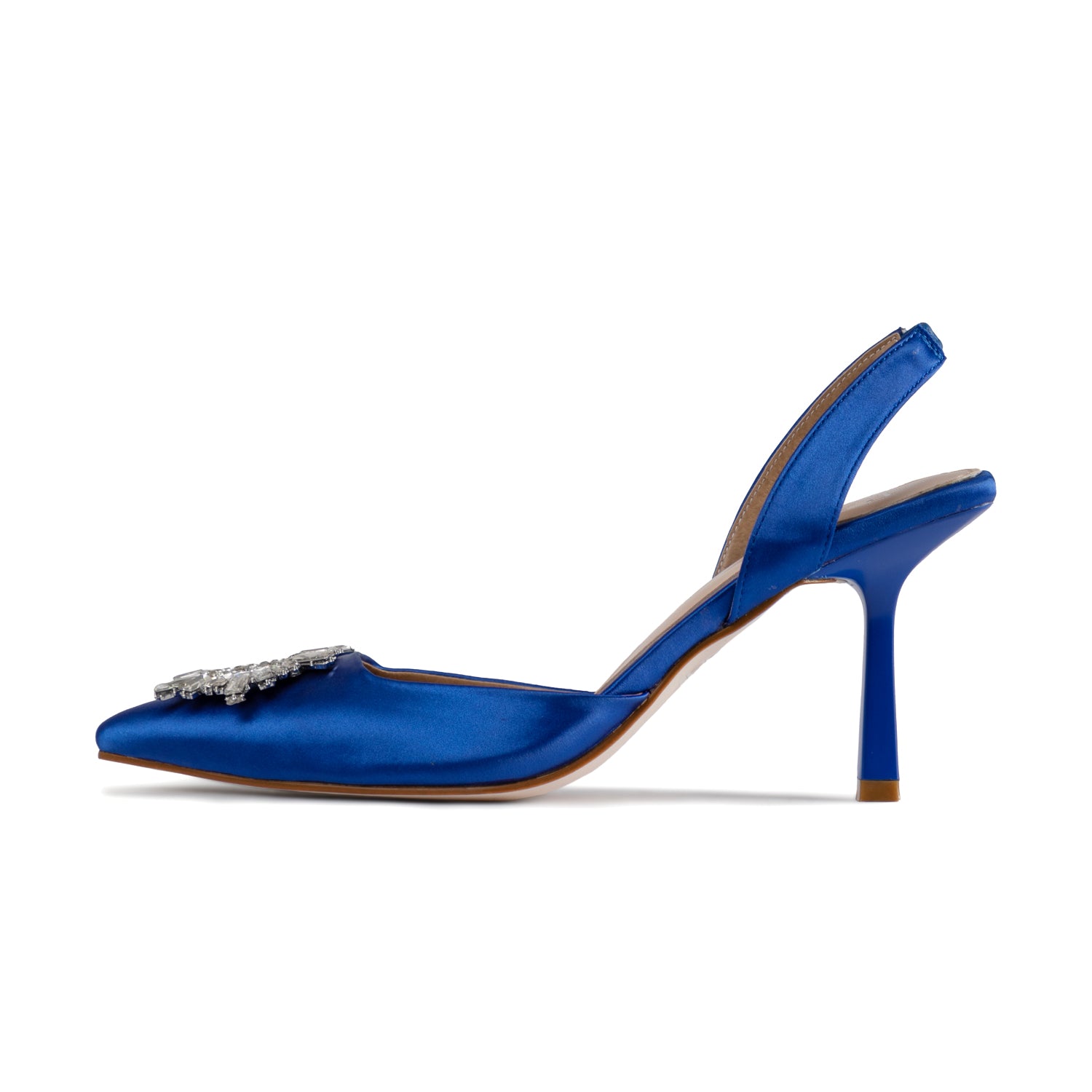 RAID Punam Heeled Slingback in Blue Satin